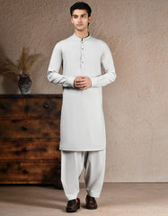 ASH WHITE BLENDED KAMEEZ SHALWAR | JJKS-A-33206