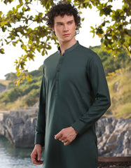 GREEN COTTON KAMEEZ SHALWAR | JJKS-A-33207