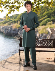 GREEN COTTON KAMEEZ SHALWAR | JJKS-A-33207