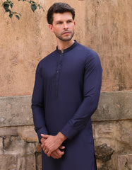 NAVY BLUE BLENDED KAMEEZ SHALWAR | JJKS-A-33219