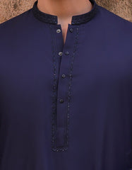 NAVY BLUE BLENDED KAMEEZ SHALWAR | JJKS-A-33219
