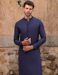 NAVY BLUE BLENDED KAMEEZ SHALWAR | JJKS-A-33219