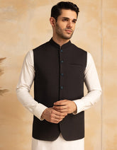 BLACK SUITING WAISTCOAT | JJVC-A-33225