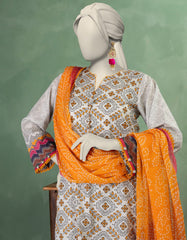 GREY LAWN PRINTED UNSTITCHED 3PC