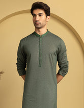 GREEN COTTON SEMI-FORMAL KURTA