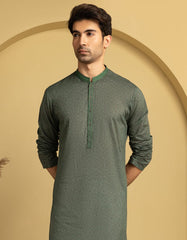 GREEN COTTON SEMI-FORMAL KURTA