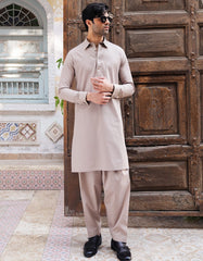 BEIGE COTTON CASUAL KAMEEZ SHALWAR