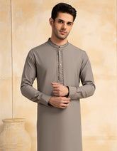 GREY BLENDED KURTA TROUSER