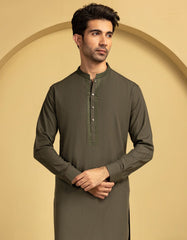 ARMY GREEN BLENDED SEMI-FORMAL KAMEEZ SHALWAR
