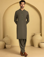ARMY GREEN BLENDED SEMI-FORMAL KAMEEZ SHALWAR