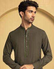 ARMY GREEN BLENDED KURTA TROUSER