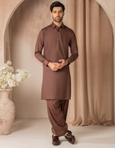 BROWN COTTON CASUAL KAMEEZ SHALWAR