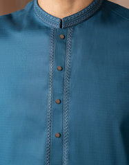 BLUE COTTON SEMI-FORMAL KAMEEZ SHALWAR