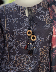 BLACK LAWN PASTE PRINTED UNSTITCHED 3PC