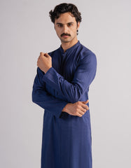 BLUE COTTON SEMI-FORMAL KURTA TROUSERS