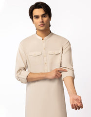 LIGHT BEIGE CASUAL KURTA TROUSERS