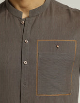 BROWN COTTON CASUAL KURTA