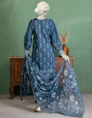 BLUE LAWN PASTE PRINTED UNSTITCHED 3PC