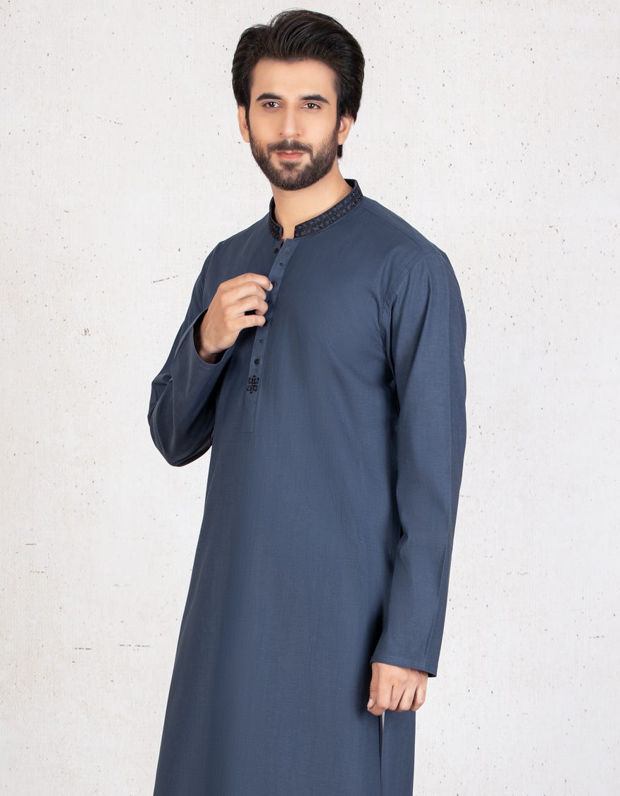 PRUSSIAN BLUE COTTON KURTA | JJK-A-34001-R2