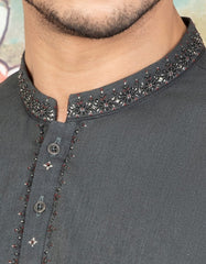 DARK GREY BLENDED KAMEEZ SHALWAR | JJKS-A-34110