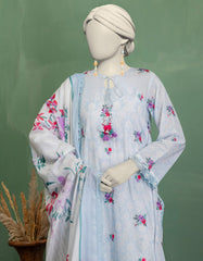 BLUE DOBBY EMBROIDERED UNSTITCHED 3PC