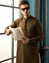 ANTIQUE GOLD BLENDED KURTA | JJK-A-34131