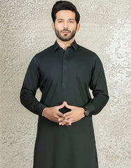 DEEP GREEN COTTON CASUAL KAMEEZ SHALWAR | JJKS-S-34143