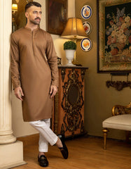 BISCUIT BROWN COTTON KURTA | JJK-S-34148