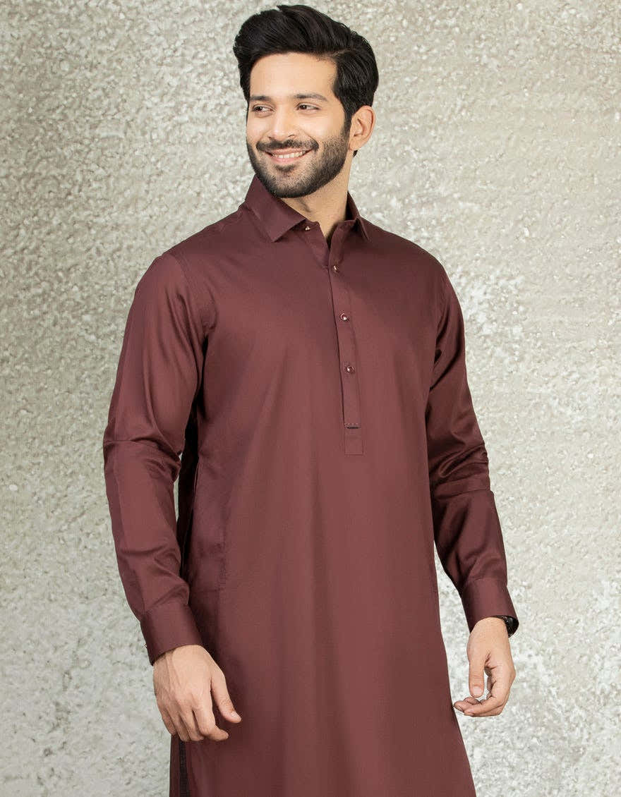 MAROON COTTON KAMEEZ SHALWAR | JJKS-S-34150