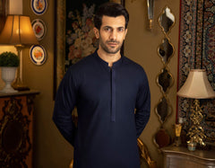 NAVY BLUE COTTON KURTA | JJK-S-34152
