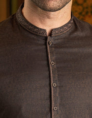 DARK BROWN COTTON KURTA | JJK-S-34156