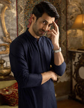 MID NIGHT BLUE COTTON KURTA | JJK-S-34162