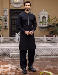 BLACK COTTON KAMEEZ SHALWAR | JJKS-S-34172
