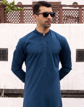 DARK TEAL BLENDED KURTA | JJK-S-34174
