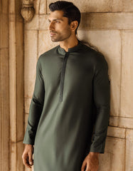 FOREST GREEN BLENDED KURTA | JJK-S-34183