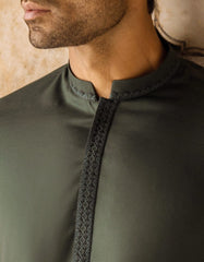 FOREST GREEN BLENDED KURTA | JJK-S-34183