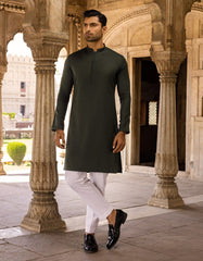 FOREST GREEN BLENDED KURTA | JJK-S-34183