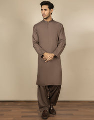 BROWN POLYESTER VISCOSE KAMEEZ SHALWAR | JJKS-S-34189