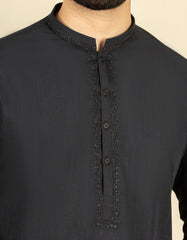 BLACK COTTON KURTA PAJAMA | JJKP-S-34192