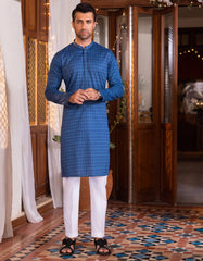 BLUE COTTON KURTA | JJK-S-34199
