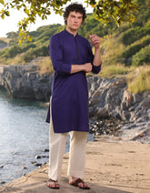 BLUE COTTON KURTA | JJK-A-34890