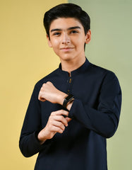 NAVY BLUE BLENDED KAMEEZ SHALWAR | JCKS-S-35835-R2