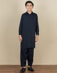 NAVY BLUE BLENDED KAMEEZ SHALWAR | JCKS-S-35843-R1-AP