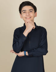 NAVY BLUE BLENDED KAMEEZ SHALWAR | JCKS-S-35843-R1-AP