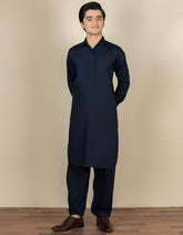 NAVY BLUE BLENDED KAMEEZ SHALWAR | JTKS-S-40198-AP