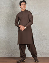 CHOCOLATE BROWN BLENDED KAMEEZ SHALWAR | JTKS-S-35857