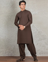 CHOCOLATE BROWN BLENDED KAMEEZ SHALWAR | JTKS-S-35857