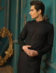 BLACK COTTON KURTA | JTK-S-35862