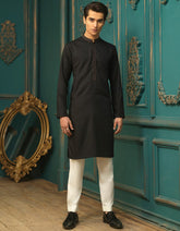 BLACK COTTON KURTA | JTK-S-35862