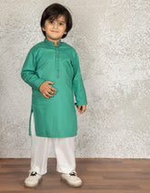 GREEN COTTON KURTA | JCK-S-35869